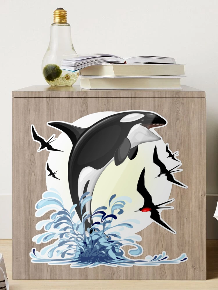 Orca Martini Glass Hand Painted Killer Whale Jumping -  Sweden
