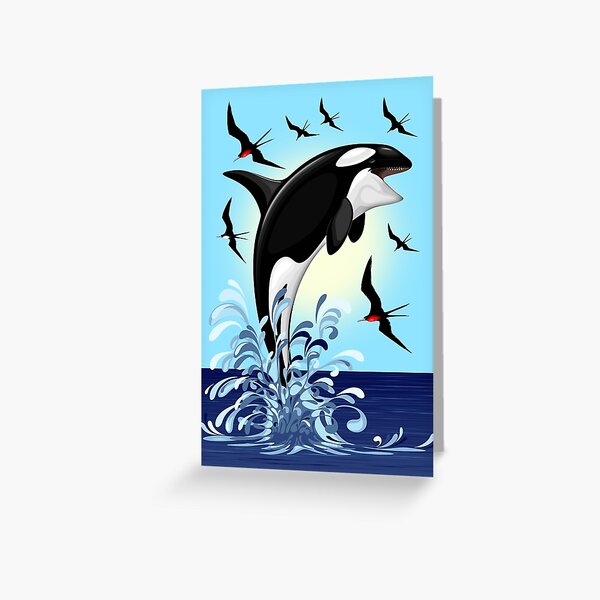 Orca Killer Whale jumping out the Ocean Greeting Card