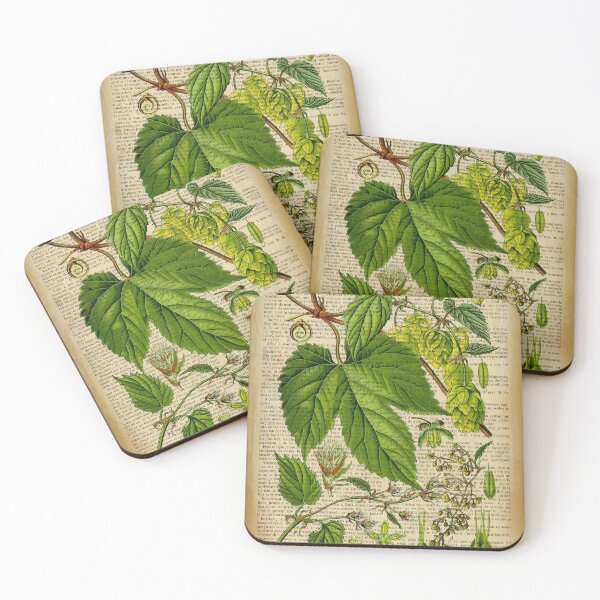 Item preview, Botanical print, on old book page - hops designed and sold by Art by Lilia.
