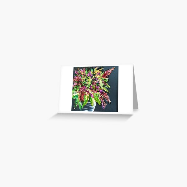 Black floral Greeting Card