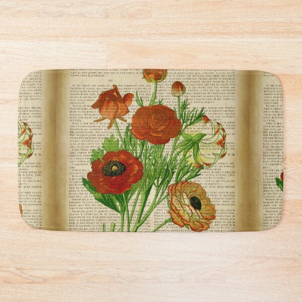 Item preview, Botanical print, on old book page - poppies designed and sold by Art by Lilia.