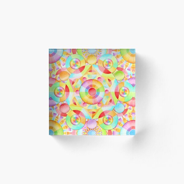 Neon Rainbow Festival Acrylic Block
