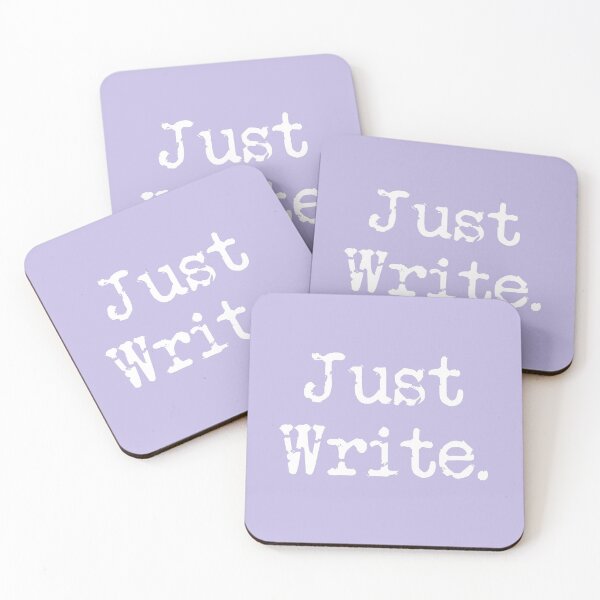 Item preview, Just Write. Vertical White Type in Lavender designed and sold by TeaRoseWriter.