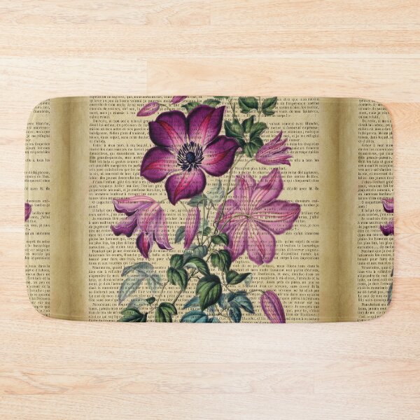 Item preview, Botanical print, on old book page - clematis designed and sold by Art by Lilia.
