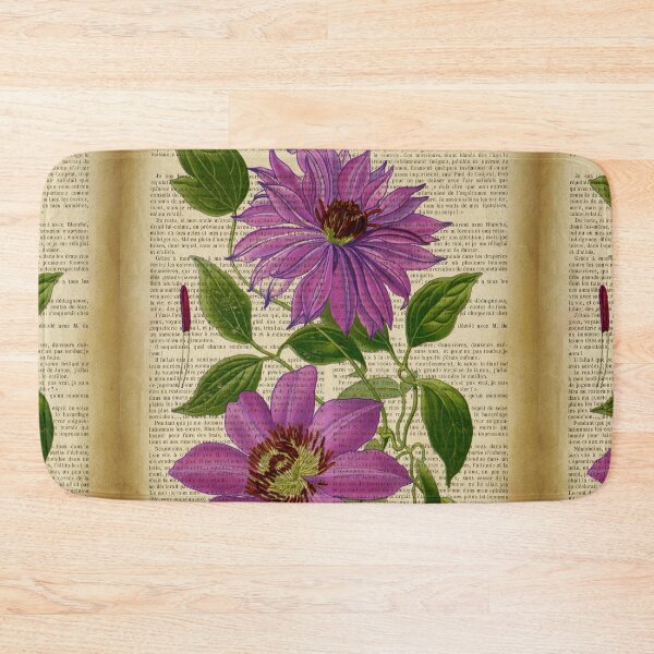 Item preview, Botanical print, on old book page - clematis designed and sold by Art by Lilia.