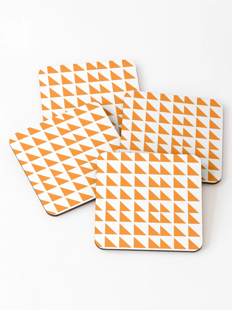 Thumbnail 1 of 5, Coasters (Set of 4), Orange Geometric Triangle Pattern designed and sold by BeLightDesigns.