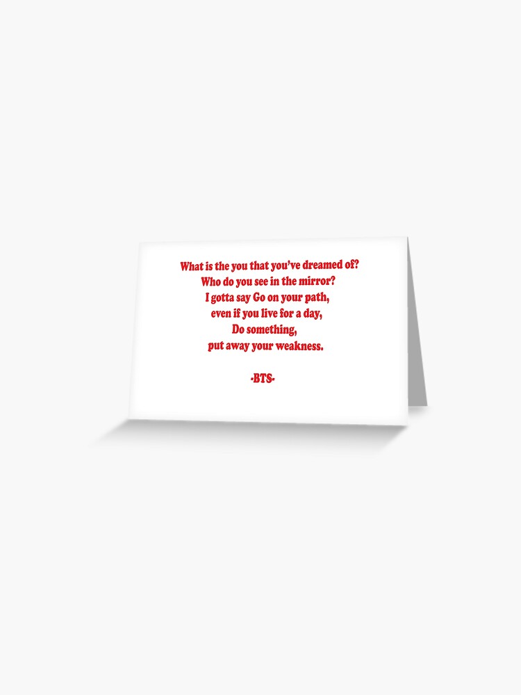 Bts No More Dream Lyrics Greeting Card By Nistee Redbubble