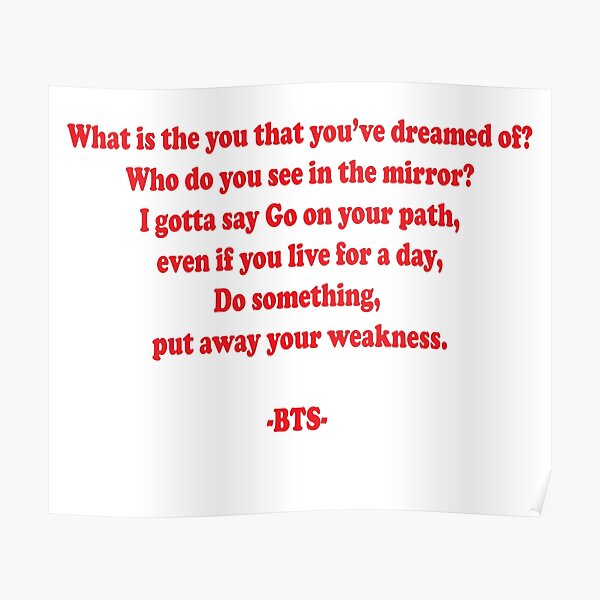 Bts Paradise Lyrics Posters Redbubble