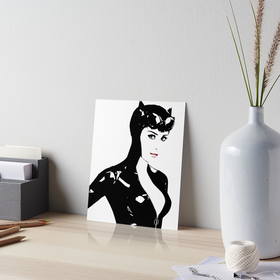 Cat Woman Leather Latex Hot Sexy Cartoon Girl Art Board Print For Sale By Urbanbestie Redbubble