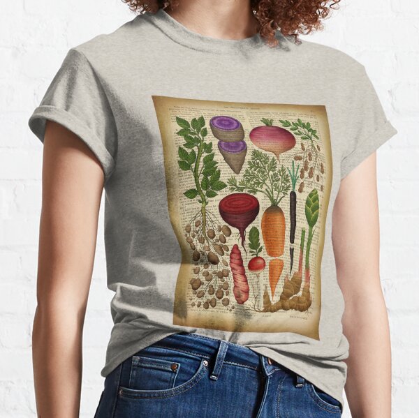 Item preview, Botanical print, on old book page - garden vegetables designed and sold by Art by Lilia.