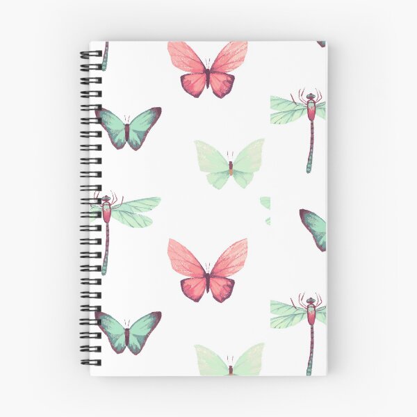 Item preview, Pastel Pink and Teal Butterflies and Dragonflies Watercolor Pattern designed and sold by BeLightDesigns.