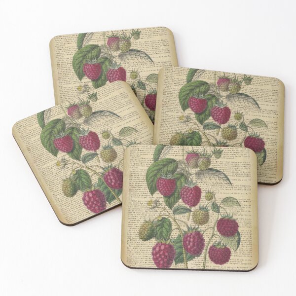 Item preview, Botanical print, on old book page - Raspberry designed and sold by Art by Lilia.