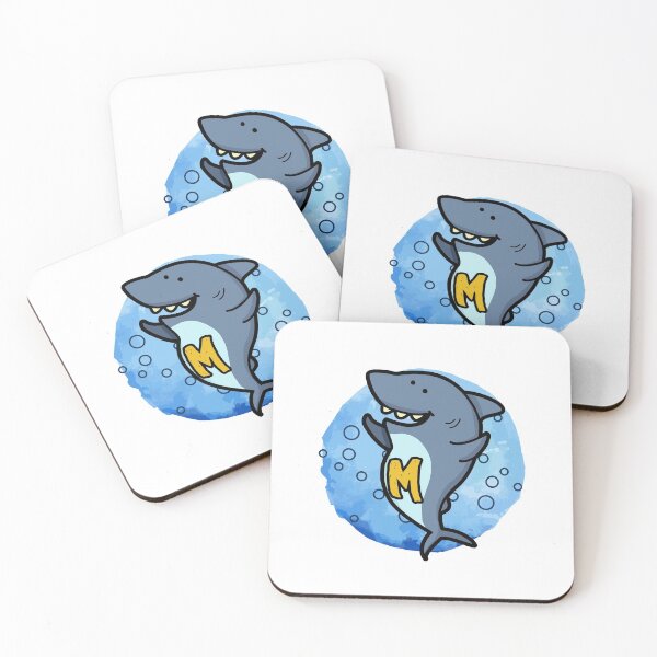 Item preview, Alphabet Letter M Happy Shark designed and sold by kidsmonogram.