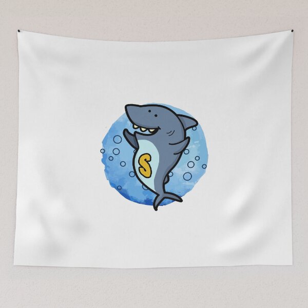 Item preview, Alphabet Letter S Happy Shark designed and sold by kidsmonogram.