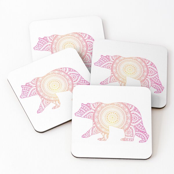 Item preview, Bear Mandala Pattern - Yellow and Pink Radial Gradient -  designed and sold by randrgiftshop.