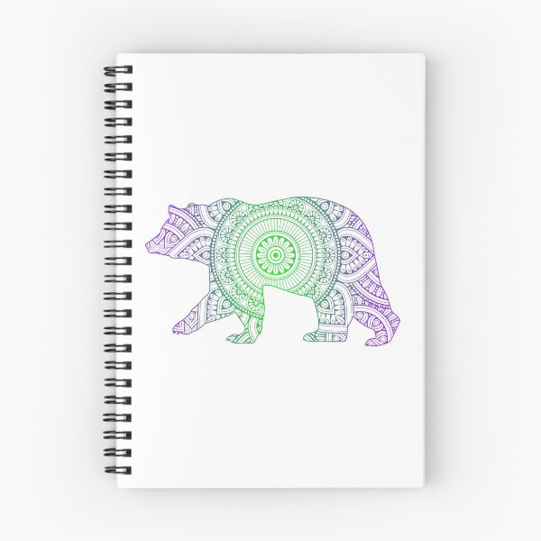 Item preview, Bear Mandala Pattern - Vibrant Green to Purple Radial Gradient -  designed and sold by randrgiftshop.