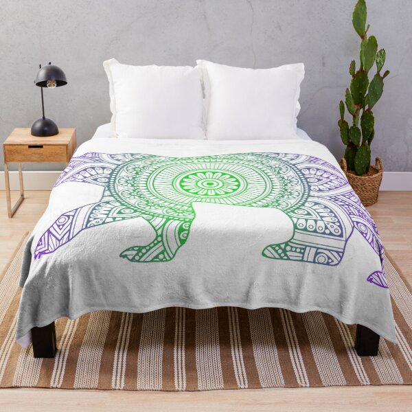 Item preview, Bear Mandala Pattern - Vibrant Green to Purple Radial Gradient - designed and sold by randrgiftshop.