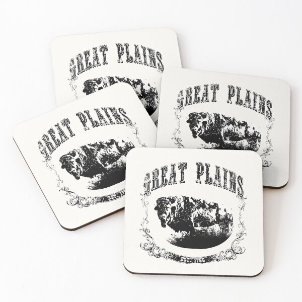 Great Plains Bison Print Black Coasters (Set of 4)