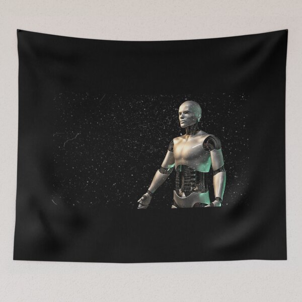 Item preview, futuristic robot, shiny android man surrounded by glittery dust designed and sold by DottedYeti.