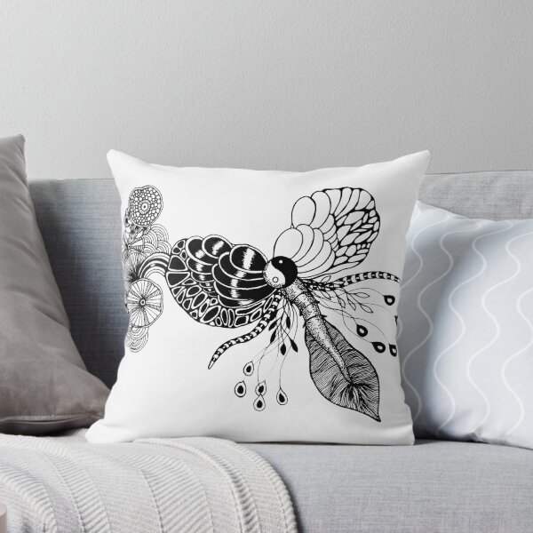 Item preview, Yin Yang Flight Black and White Doodle Art designed and sold by hellomartywoods.