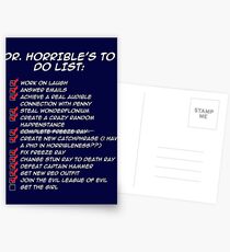Dr. Horrible's To Do List Postcards