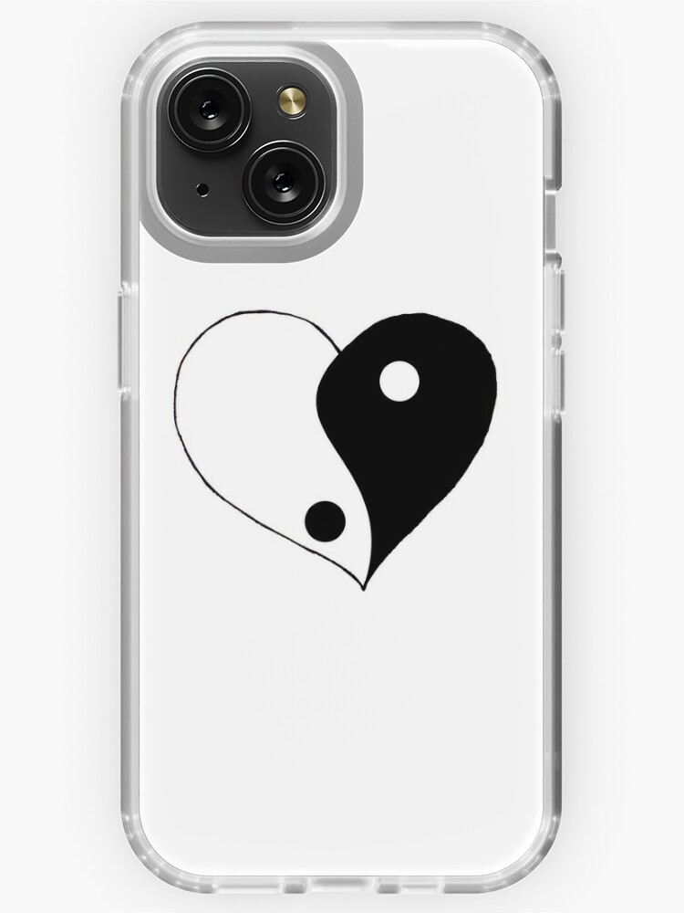 Moiti blanc moiti coeur noir Coque iPhone