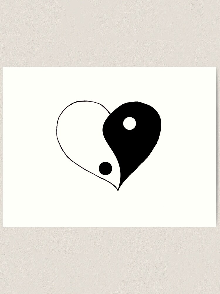 Half white half black heart 