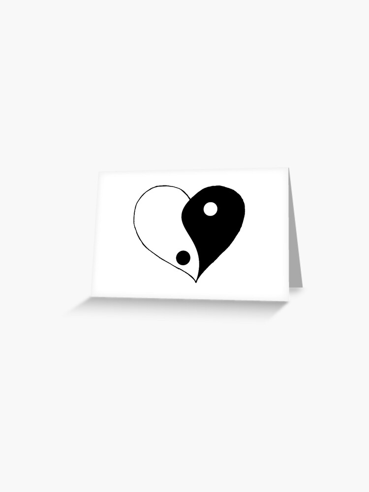 Carte De Vœux Moitie Blanc Moitie Coeur Noir Par Kitten2525 Redbubble