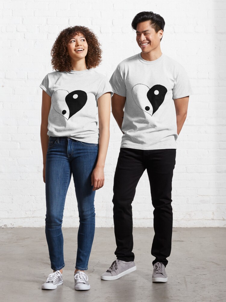 Half White Half Black Heart T Shirt For Sale By Kitten2525 Redbubble Black And White T Shirts Black And White Together T Shirts Better Together T Shirts