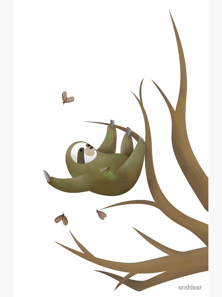 "three-toed sloth & algae & sloth moth" Canvas Print by anddear | Redbubble