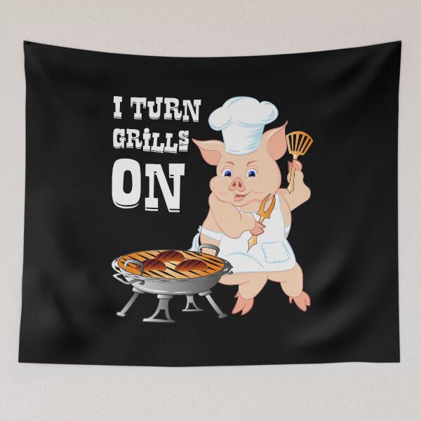 Item preview, I Turn Grills On Humorous Pig In Apron Barbecue designed and sold by ZNOVANNA.