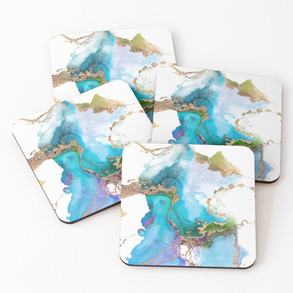 Item preview, Abstract Faux Marble Mermaid Gemstone With Gold Glitter designed and sold by MysticMarble.
