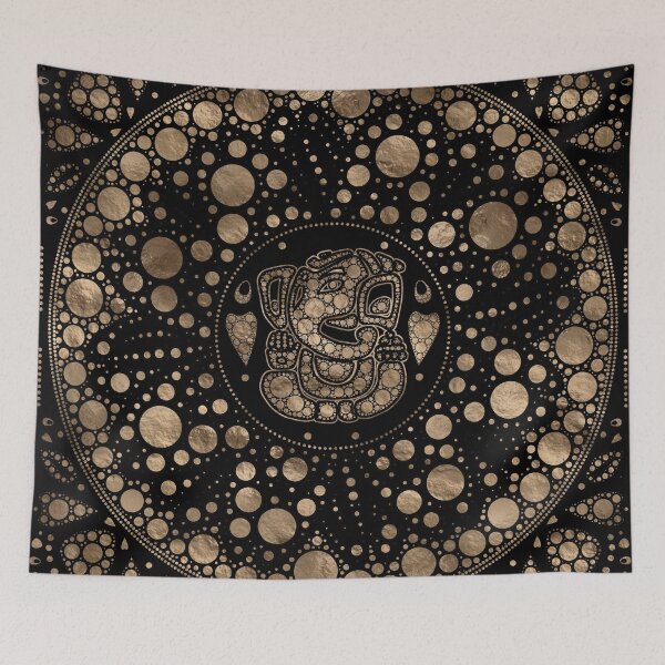 Item preview, Lord Ganesha Gold and Black Dot Art designed and sold by k9printart.