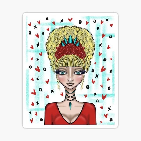 Whimsical digitial girl design Sticker