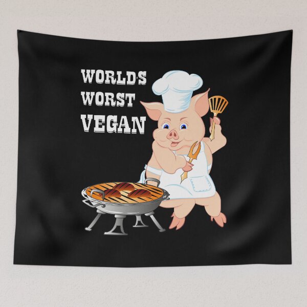 Item preview, Worlds Worst Vegan Humor Pig Barbecue BBQ Grill designed and sold by ZNOVANNA.