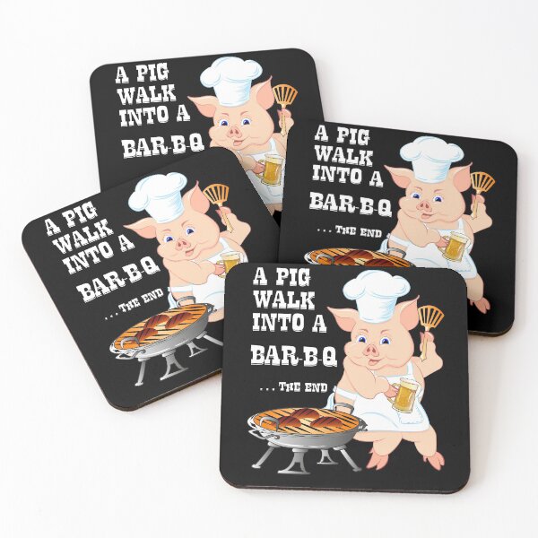 Item preview, BBQ Joke Pig Walk into a Bar-B-Q Funny Barbecue designed and sold by ZNOVANNA.