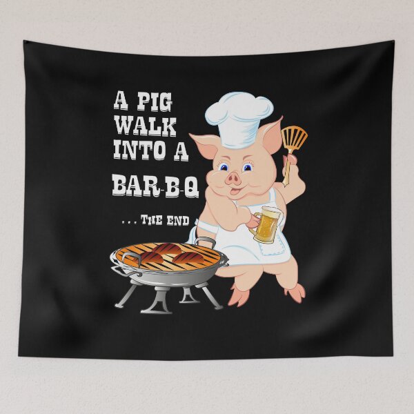 Item preview, BBQ Joke Pig Walk into a Bar-B-Q Funny Barbecue designed and sold by ZNOVANNA.