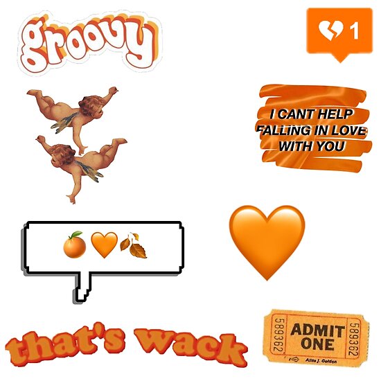 "Orange aesthetic stickers pack" Poster by courtneylouix | Redbubble