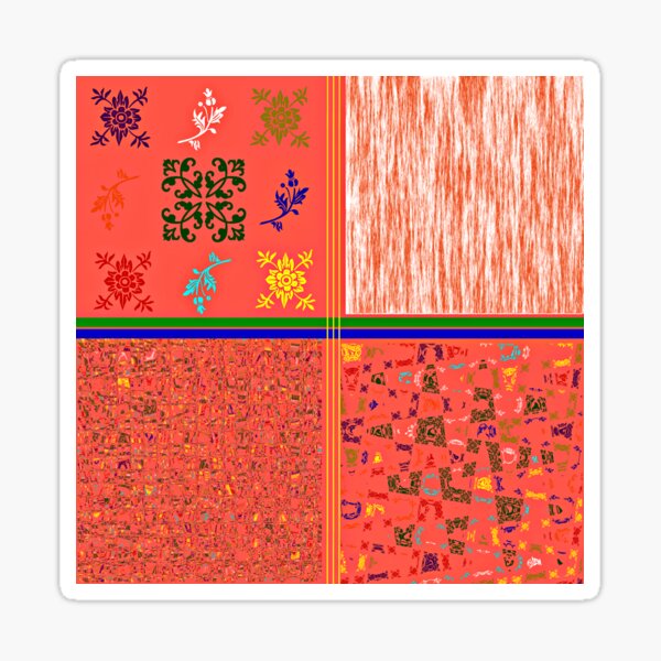 LIVING CORAL PATCHWORK PRINT Sticker
