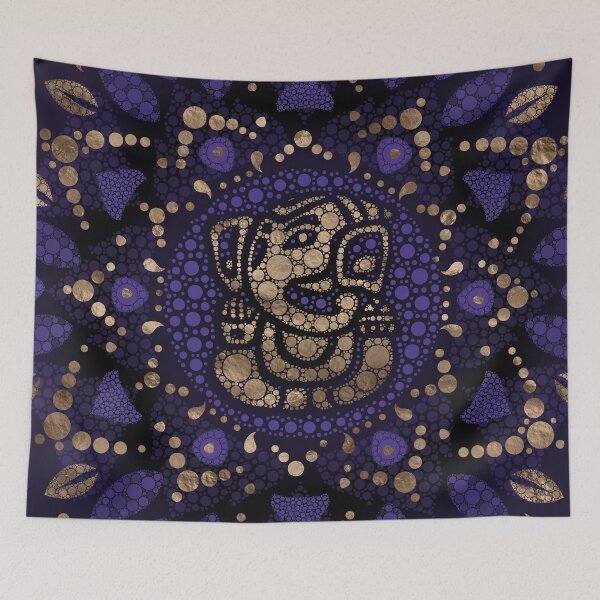 Item preview, Lord Ganesha Dot Art Purples and Gold  designed and sold by k9printart.