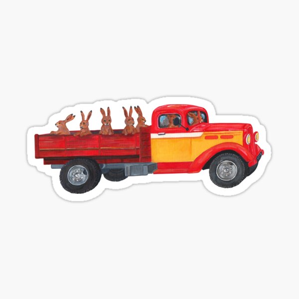 Bunnies Driving a Car Sticker