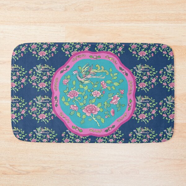 Petal Burst - Turquoise Bath Mat by Klara Acel