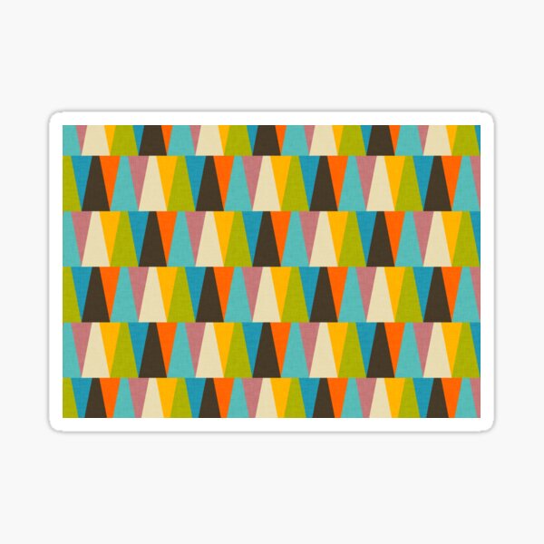 Retro Color Block Triangle Color Happy Sticker