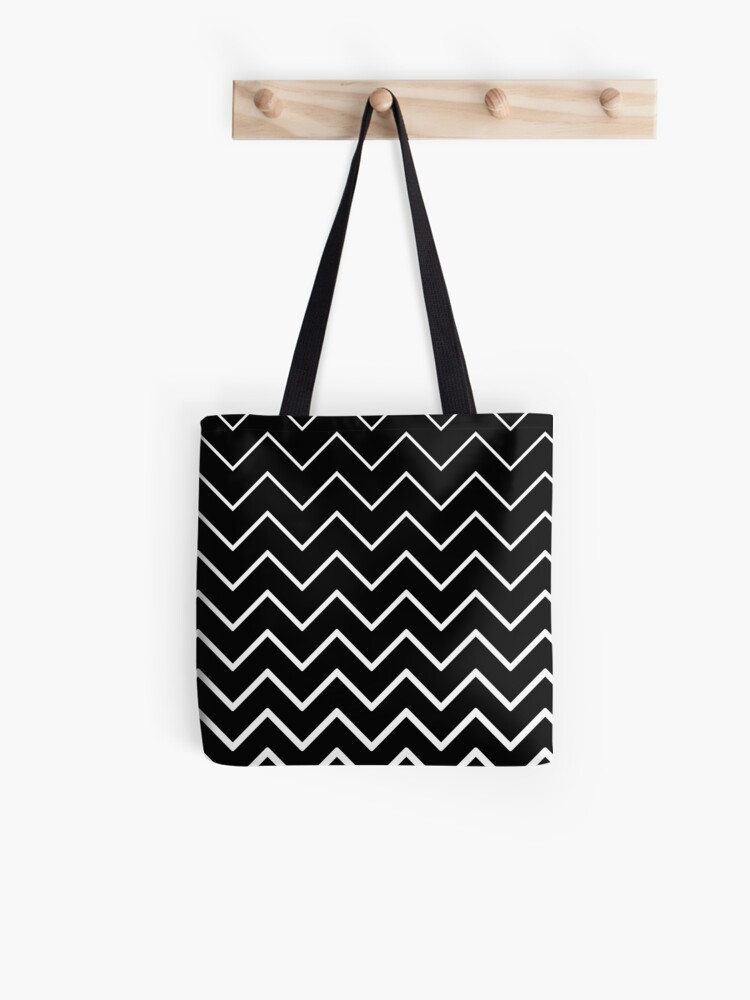 Black and White Chevron, Zig zag pattern Tote Bag