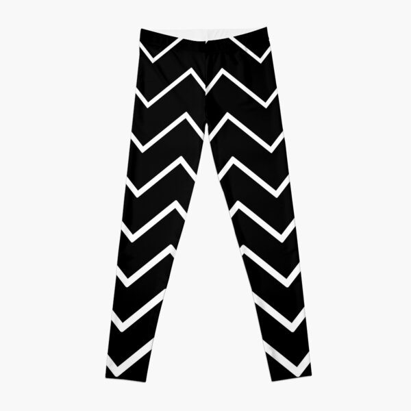 BLACK AND WHITE CHEVRON PATTERN - THICK LINED ZIG ZAG Leggings by