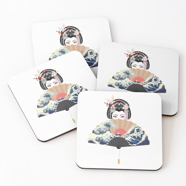 Item preview, Geisha and fan with seascape  designed and sold by AnnArtshock.