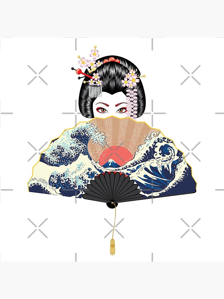 Geisha and fan with seascape by AnnArtshock