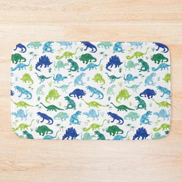 Item preview, Watercolor Dinosaur T-rex Dino Blue Green Pattern designed and sold by SamAnnDesigns.