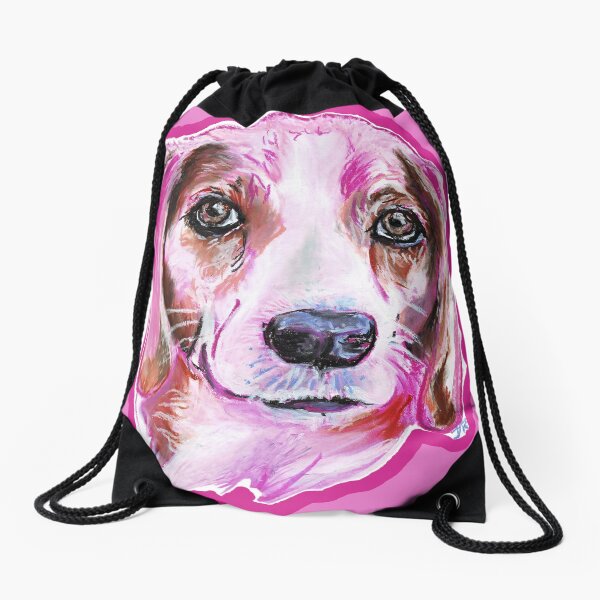 Beagle à la Pink Drawstring Bag