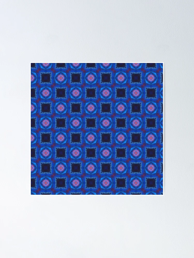 Aperçu 1 sur 3. Poster avec l'œuvre Carrés et Cercles Bleus et Rouges créée et vendue par Patterner.